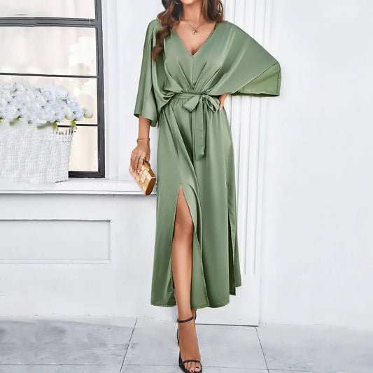 Elegant Formal Maxi Dress with V-Neck – Flowing and Chic