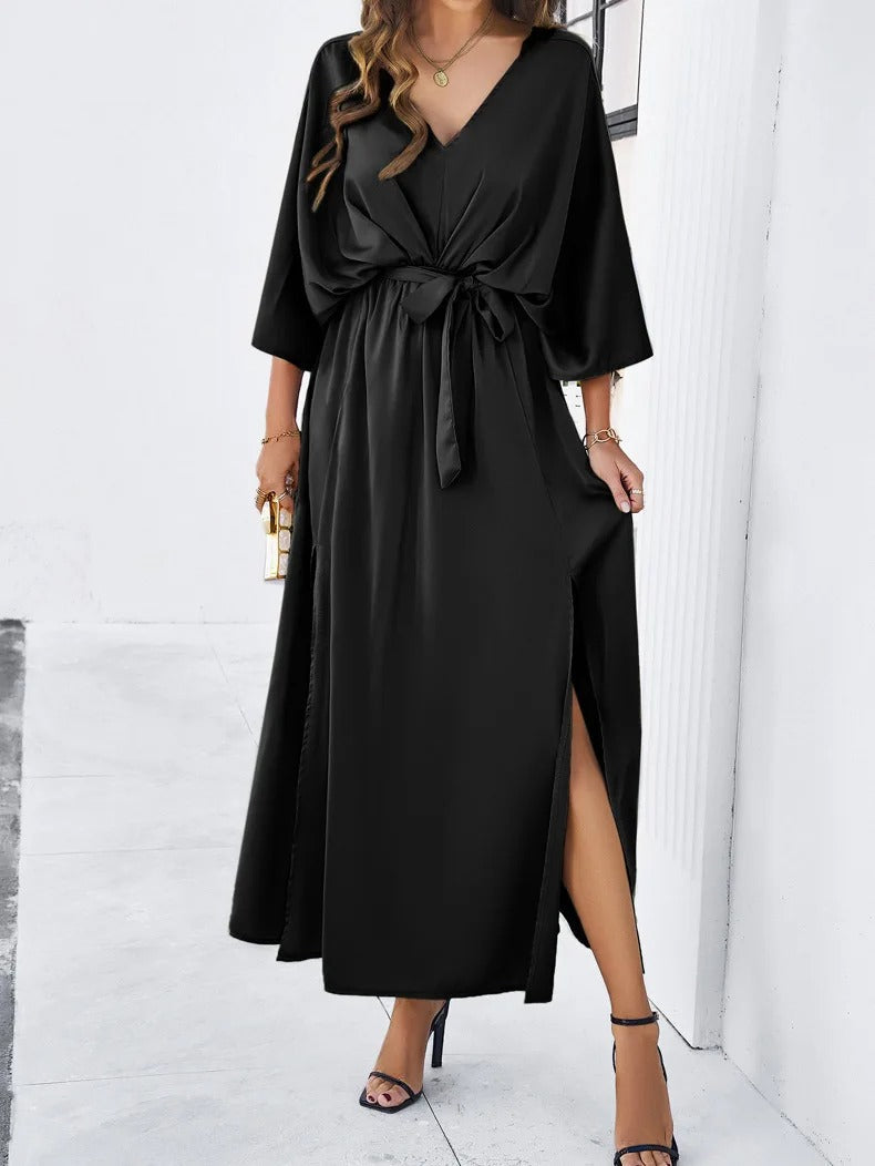 Elegant Formal Maxi Dress with V-Neck – Flowing and Chic