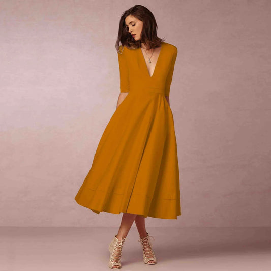 Flared Midi Dress for Women – Timeless and Elegant