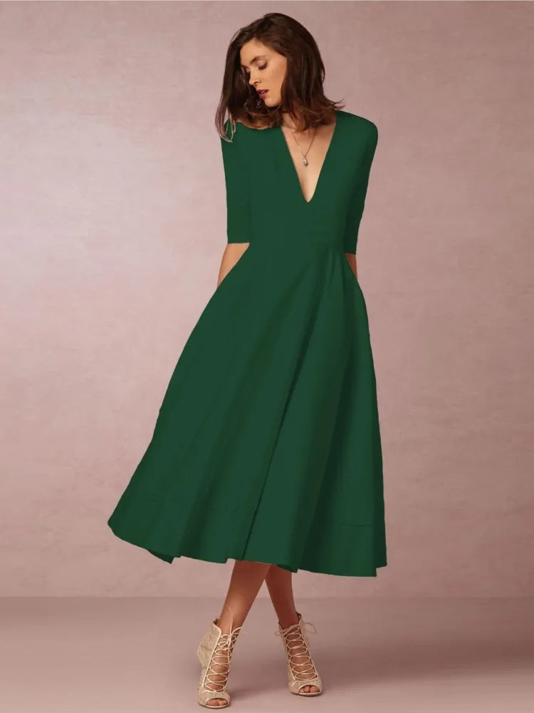 Flared Midi Dress for Women – Timeless and Elegant