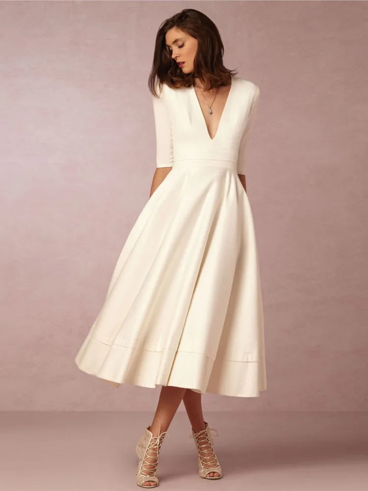 Flared Midi Dress for Women – Timeless and Elegant