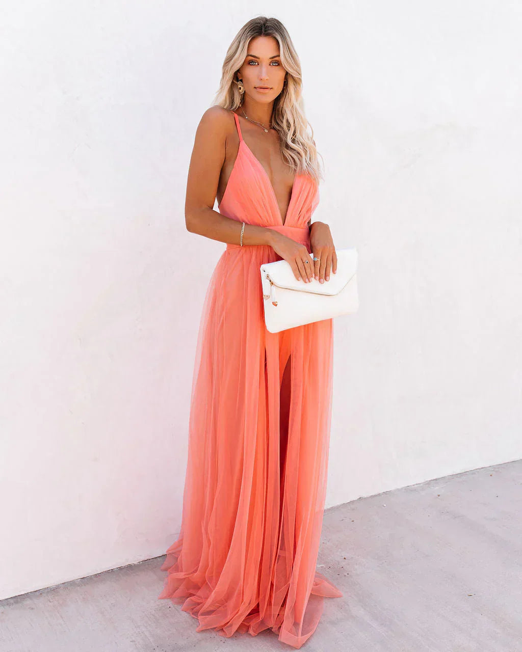 Orange V-Neck A-Line Dress – Bright and Sophisticated