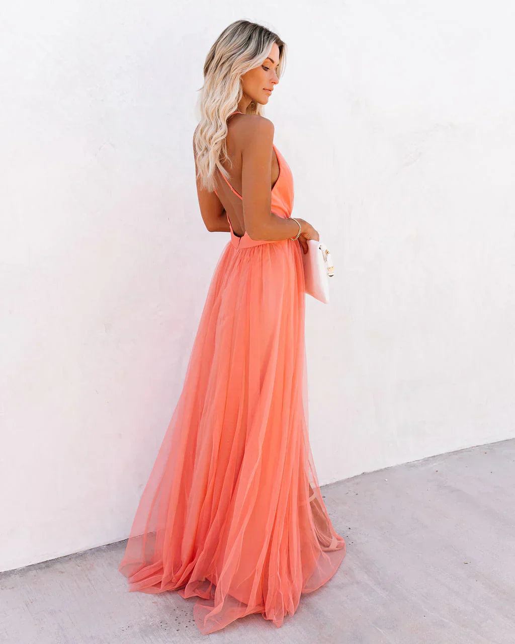 Orange V-Neck A-Line Dress – Bright and Sophisticated