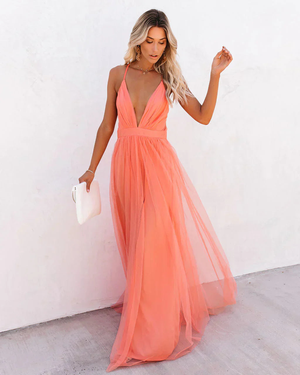 Orange V-Neck A-Line Dress – Bright and Sophisticated