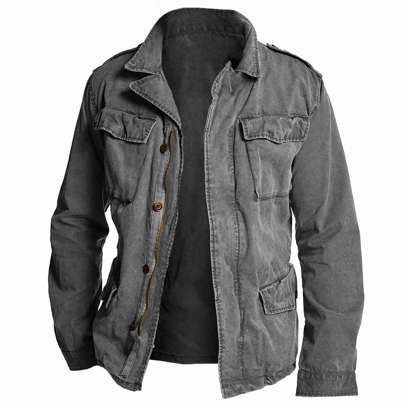Vintage-Inspired Tactical Work Jacket for Men – Rugged and Functional