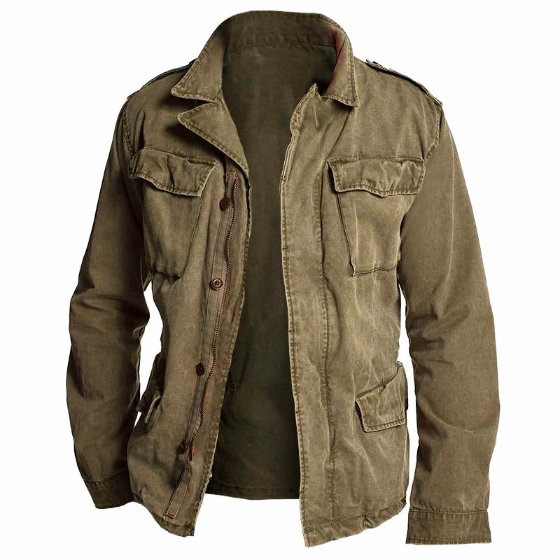 Vintage-Inspired Tactical Work Jacket for Men – Rugged and Functional