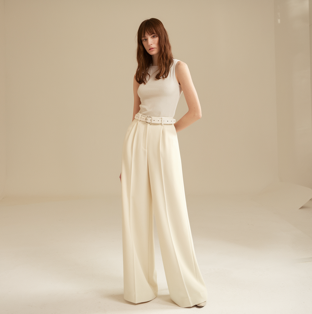 White Wide-Leg Pants for Women – Elegant and Radiant