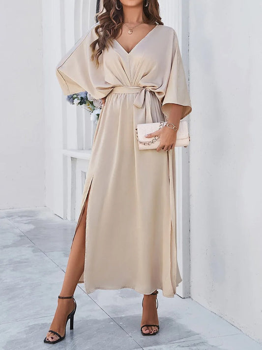 Elegant Formal Maxi Dress with V-Neck – Flowing and Chic