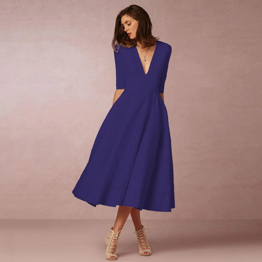 Flared Midi Dress for Women – Timeless and Elegant