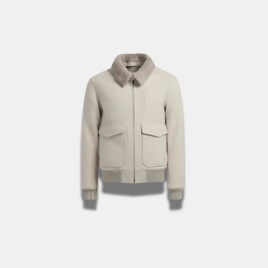 Warm Beige Bomber Jacket for Men – Classic and Functional
