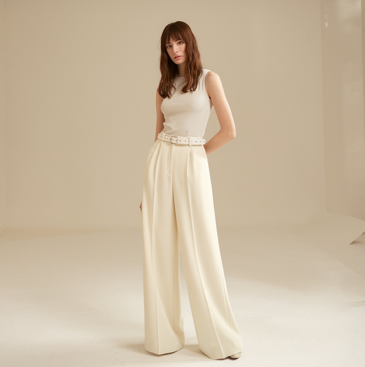White Wide-Leg Pants for Women – Elegant and Radiant